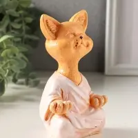 Статуэтка "Кот в позе лотоса" 12х7х5 см, гипс, рыжий