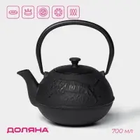 Чайник Доляна &laquo;Чёрный тигр&raquo;, 700 мл, с ситом, эмалированное покрытие внутри, индукция, чугун, чёрный