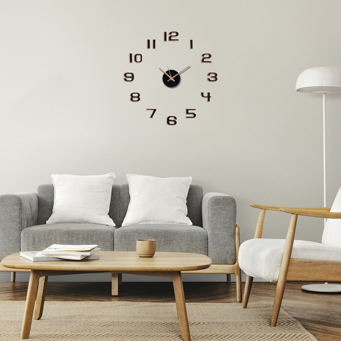 Часы настенные интерьерные, 3d  Часы настенные интерьерные, 3d "Данбери", бесшумные, наклейка, большие, d-50 см