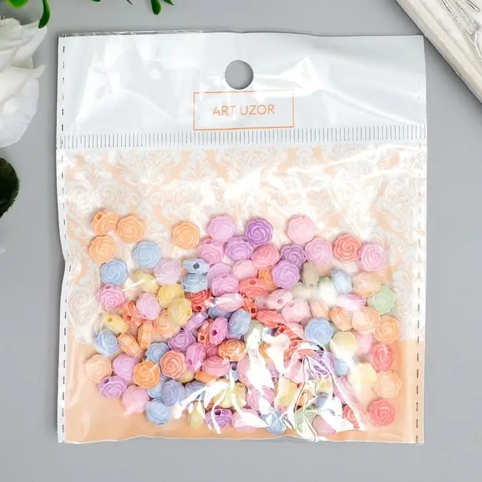Бусины для творчества пластик "Розочки пастельных тонов" набор 20 гр 0,8х0,8х0,5 см