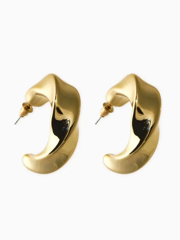 Серьги-кольца "Перекрученые", d=3см, цвет золото