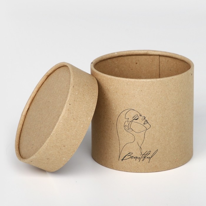Коробка подарочная шляпная из крафта, упаковка, «Beautiful», 12 х 12 х 12 см