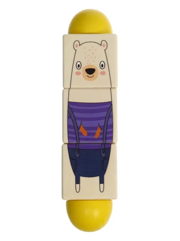 Кубики деревянные на оси  «Животные» , 3 кубика