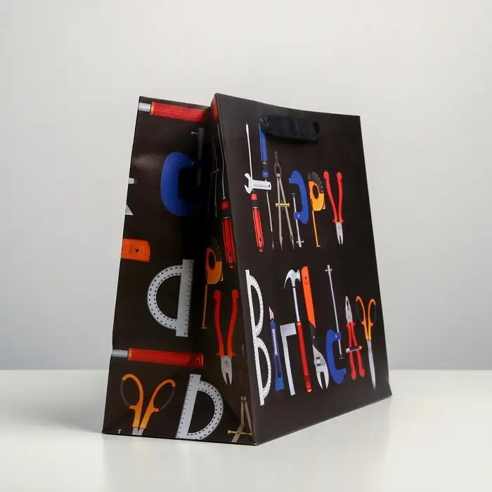 Пакет подарочный крафтовый, упаковка, «Happy birthday», ML 27 х 23 х 11.5 см Пакет подарочный крафтовый, упаковка, «Happy birthday», ML 27 х 23 х 11.5 см