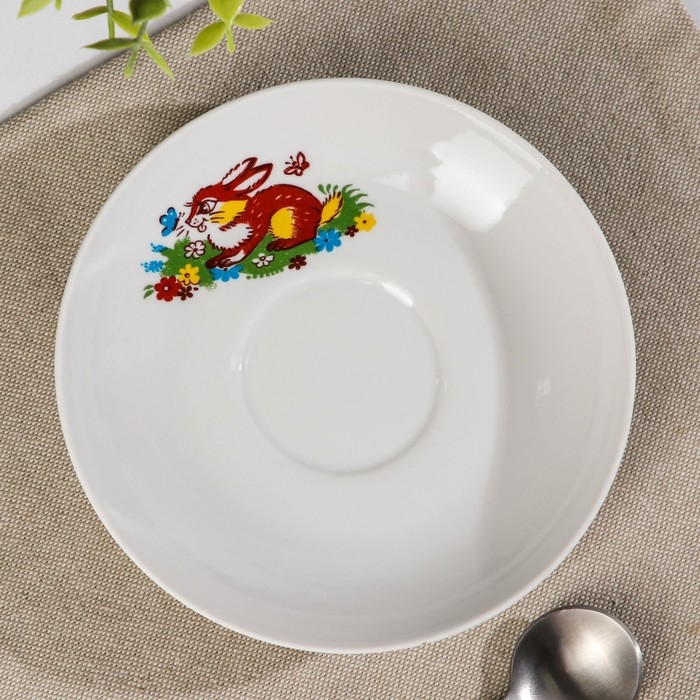 Блюдце чайное фарфоровое «Веселый Колобок», d=14 см, микс Блюдце чайное фарфоровое «Веселый Колобок», d=14 см, микс