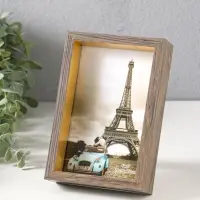 Фоторамка пластик 10х15 см "Ламберто" бежево-чёрный с золотом 16х11х3,5 см