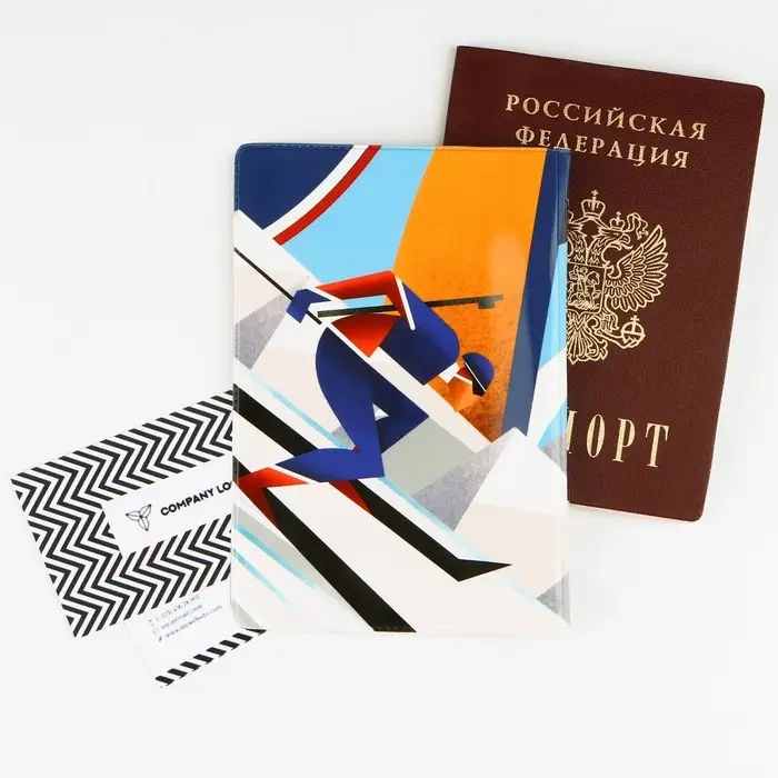 Обложка для паспорта «Russian sport», зимние виды, геометрия, ПВХ Обложка для паспорта «Russian sport», зимние виды, геометрия, ПВХ