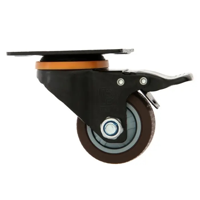 Колесо мебельное CAPPIO, d=62 мм, на площадке, со стопором, поворотное, покрытие TPR