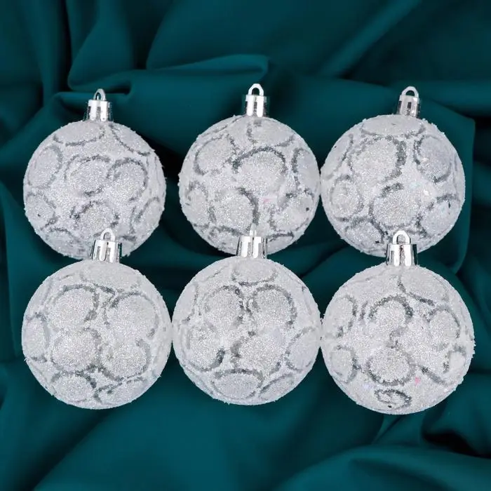 Ёлочные игрушки «Волшебство», шары новогодние, d=6 см, 6 шт., белый Ёлочные игрушки «Волшебство», шары новогодние, d=6 см, 6 шт., белый
