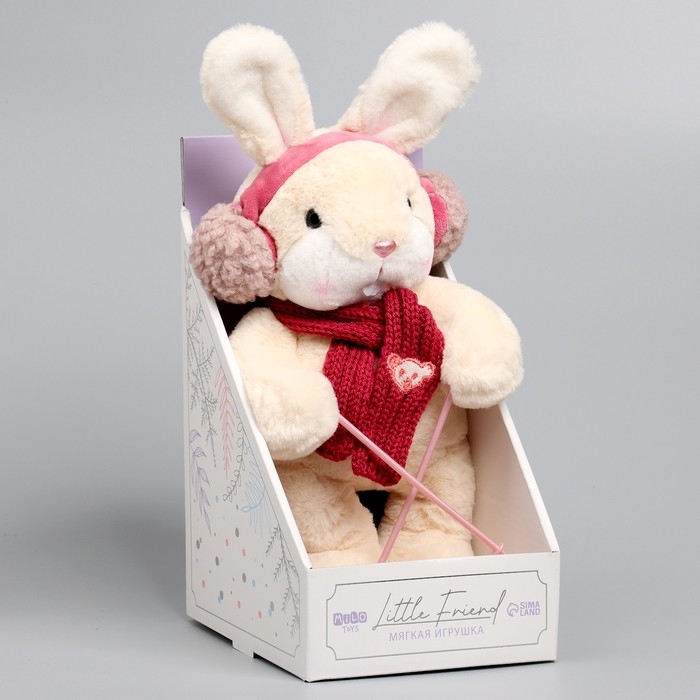 Мягкая игрушка Little Friend, зайка на лыжах, красный шарф, 38 см Мягкая игрушка Little Friend, зайка на лыжах, красный шарф, 38 см