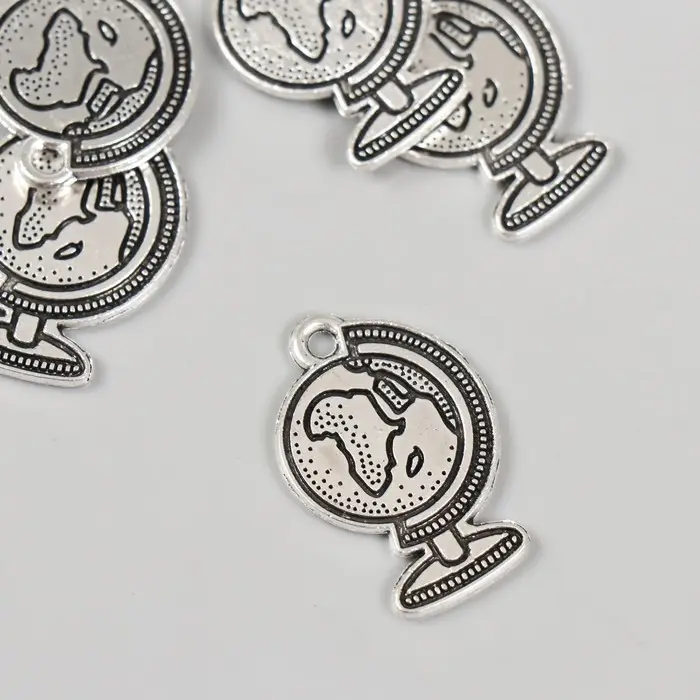 Металлический элемент, декоративная подвеска «Арт Узор. Глобус», 2.5×1.8 см