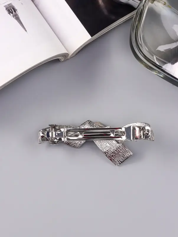 Заколка - автомат для волос &laquo;Либерти&raquo;, пересечения, 7 см, серебро