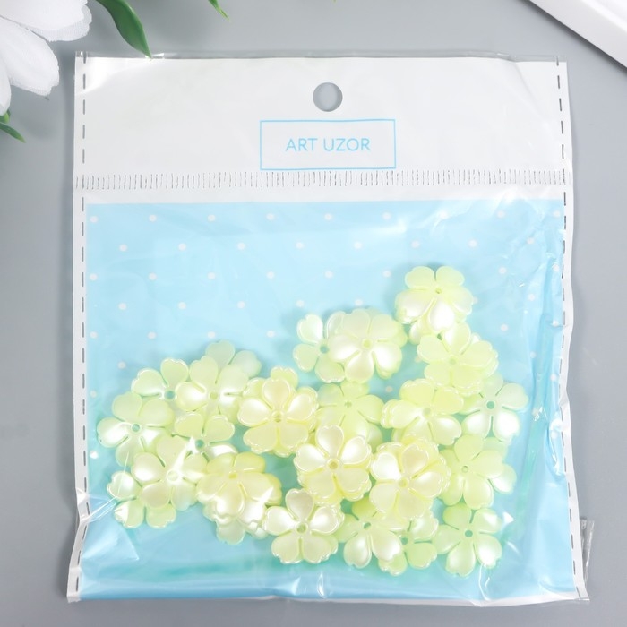 Бусины для творчества пластик Бусины для творчества пластик "Цветочек жемчужный" набор 40 шт белый 1,5х1,5 см