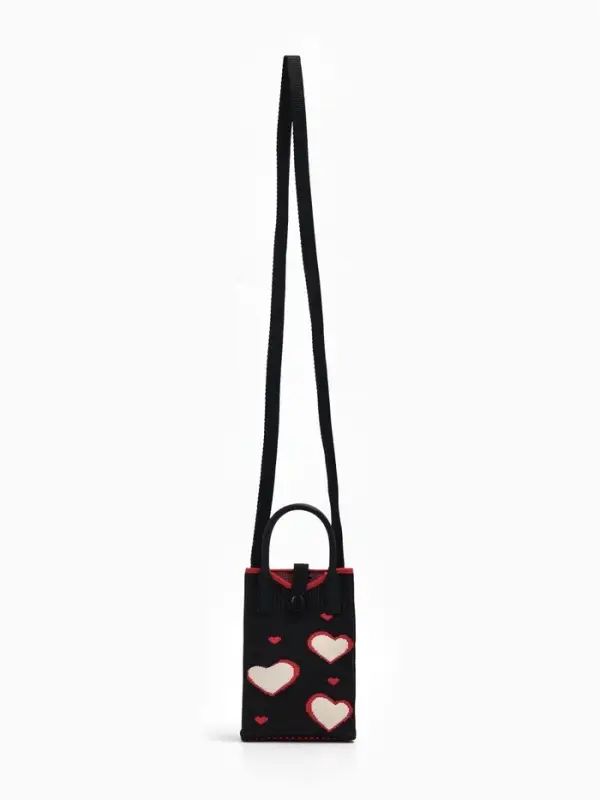 Сумка подр Сердца, 12*4*17, отд на кнопке, дл ремень, черный Сумка подр Сердца, 12*4*17, отд на кнопке, дл ремень, черный