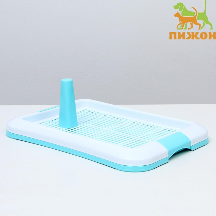 Туалет для собак с сеткой и столбиком, 45 х 35 х 4,5 см, голубой Туалет для собак с сеткой и столбиком, 45 х 35 х 4,5 см, голубой