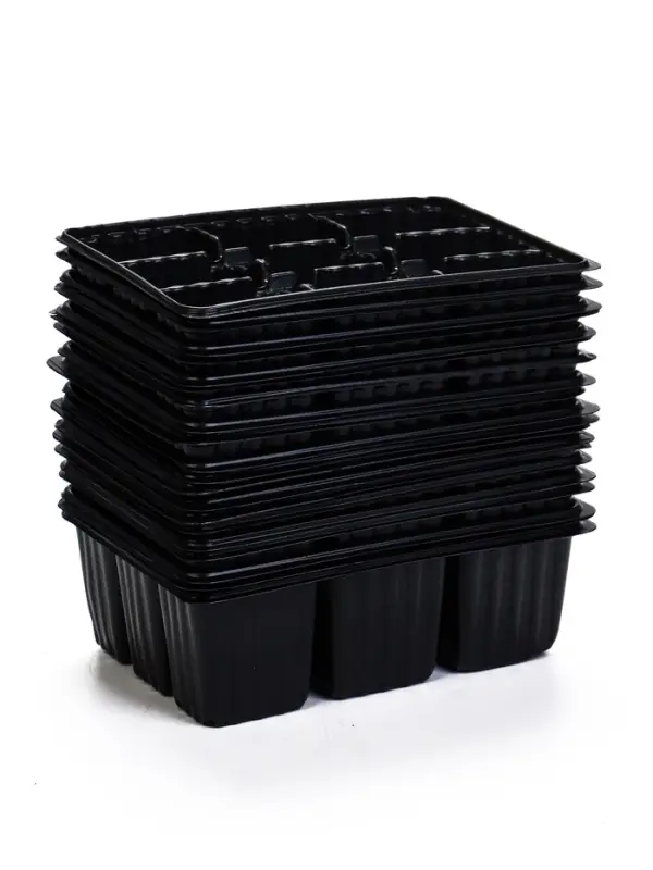 Кассета для рассады, 18&times;13.5&times;5.5 см, 9 ячеек, ячейка 80 мл, пластиковая, чёрная, набор 20 шт.