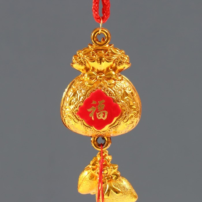 Подвеска пластик, текстиль Подвеска пластик, текстиль "Золотые денежные мешки" 3х4,5х38 см