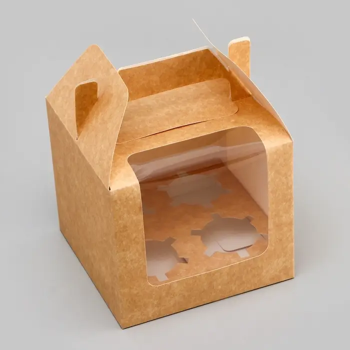 Коробка для 4 капкейков, крафт 16×16×14 см Коробка для 4 капкейков, крафт 16×16×14 см