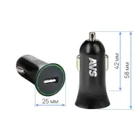 Автомобильное ЗУ AVS ST-05, 1 USB, 2.4 А, 12 Вт (A07980S)