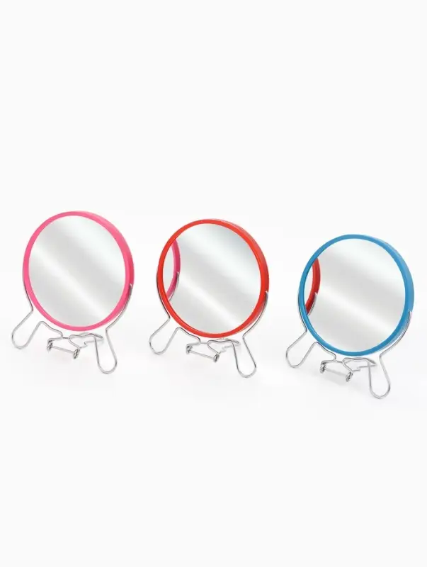 Зеркало настольное, с увеличением х2, круглое, настенное, двустороннее, 13.5&times;15 см, (d=11.5 см), МИКС