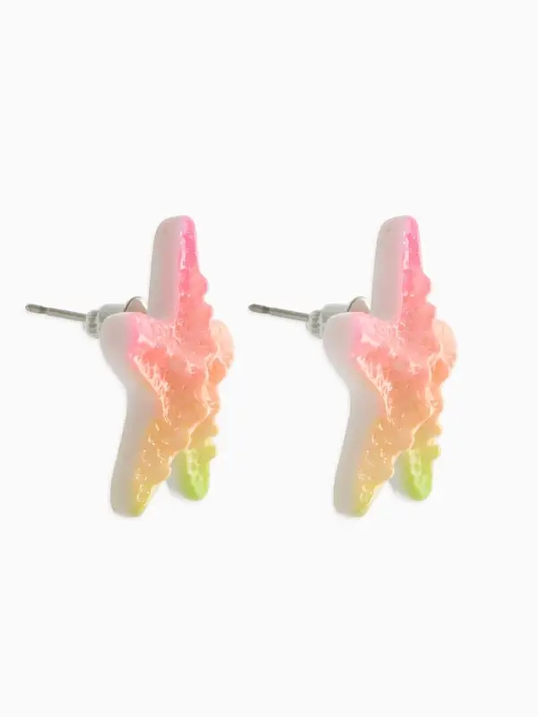 Серьги пластик "Морская звезда", цвет розово-зелёный