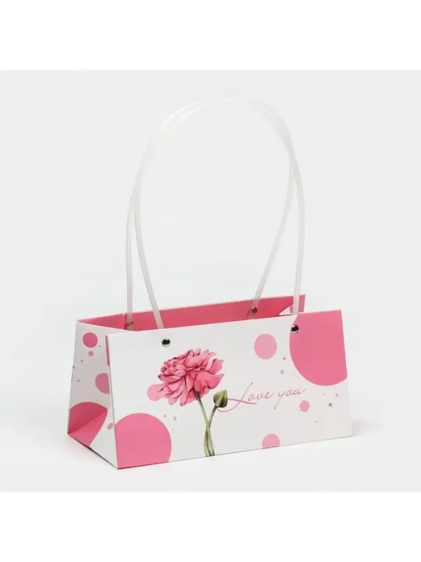 Пакет влагостойкий для цветов Love you, 24&times;12&times;12 см