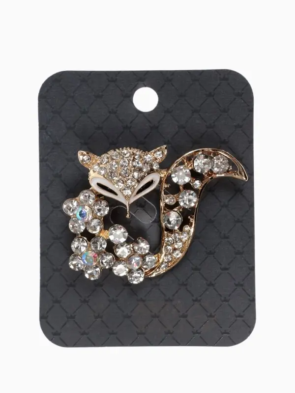 Брошь &laquo;Лиса&raquo;, в цветах, белая в золоте