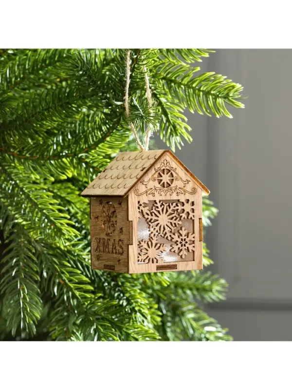 Ёлочная игрушка &laquo;Домик со снежинками&raquo;, 8&times;6.5&times;6 см, от батареек, свечение тёплое белое
