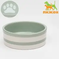 Миска &laquo;След&raquo;, 300 мл, 2.5&times;12.5&times;4.5 см, керамика, зелёная, белая