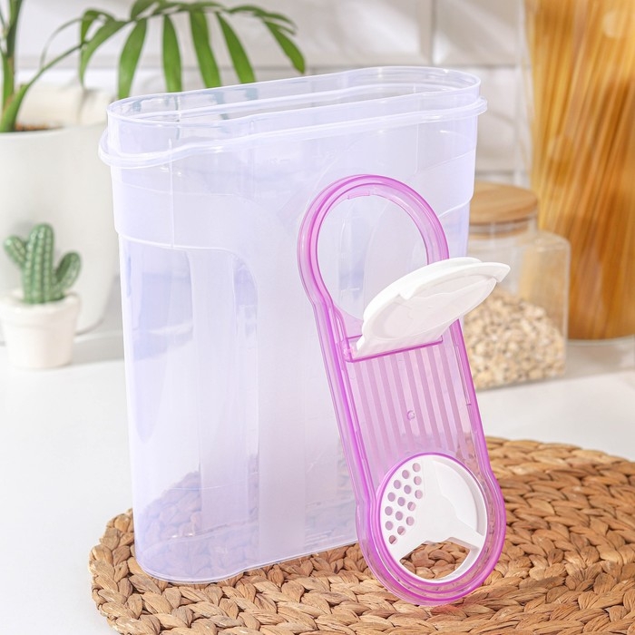 Ёмкость для сыпучих продуктов, 2,9 л, прозрачная, пластик, крышка МИКС Ёмкость для сыпучих продуктов, 2,9 л, прозрачная, пластик, крышка МИКС