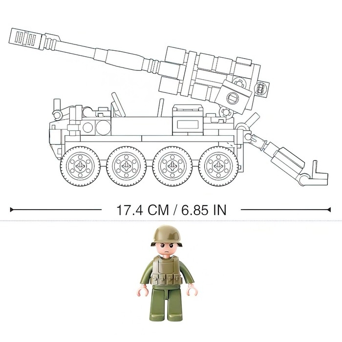 Конструктор Модельки «Восьмиколесная гаубица», 159 деталей Конструктор Модельки «Восьмиколесная гаубица», 159 деталей