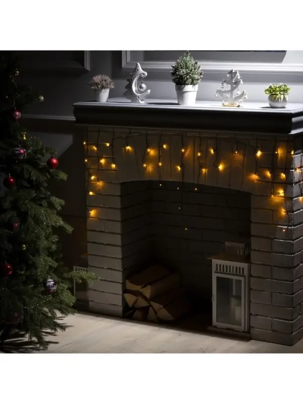 Гирлянда &laquo;Бахрома&raquo; 3&times;0.5 м, IP20, тёмная нить, 80 LED, свечение жёлтое, 8 режимов, 220 В