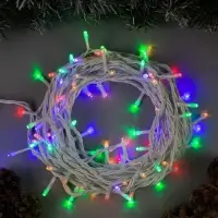 Гирлянда &laquo;Нить&raquo; 10 м, IP44, белая нить, 100 LED, свечение мульти, 8 режимов, 220 В