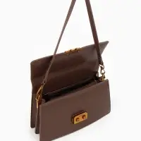 Сумка женская мессенджер TEXTURA на клапане, 26&times;8.5&times;14 см, коричневая