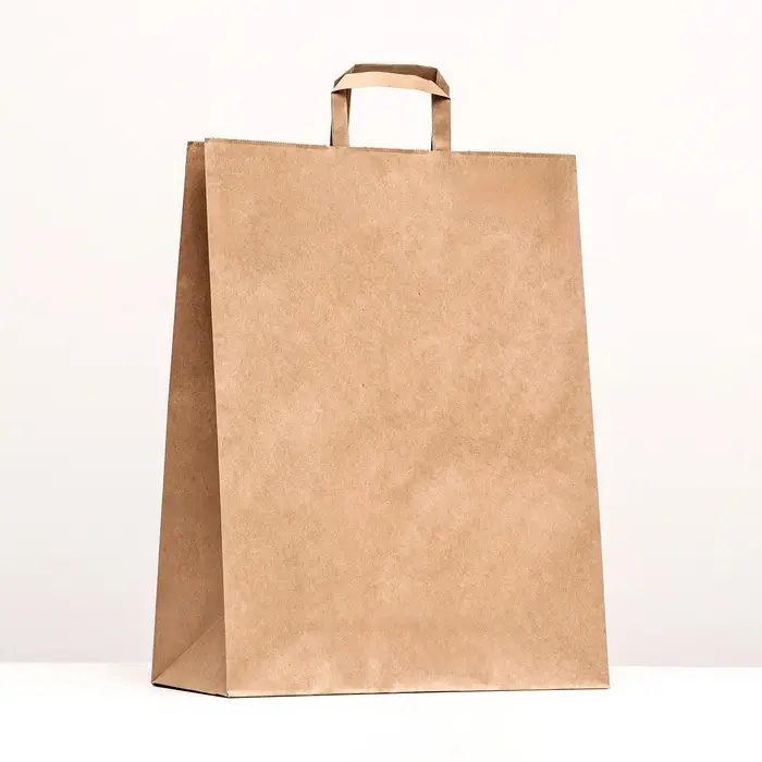 Пакет крафт без печати, плоская ручка 35×15×45 см