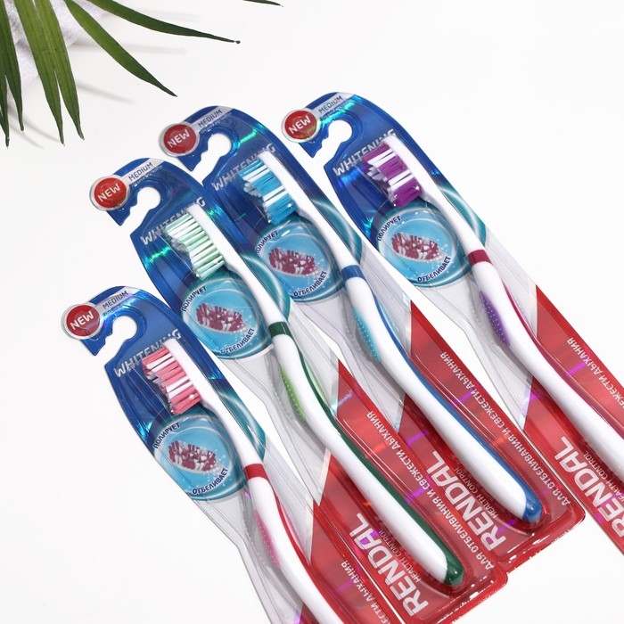 Зубная щётка Rendall Whitening, средней жёсткости, микс, 1 шт. Зубная щётка Rendall Whitening, средней жёсткости, микс, 1 шт.