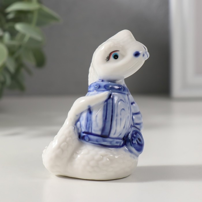 Сувенир керамика Сувенир керамика "Змейка с сокровищами" бело-синяя набор 3 шт 4,5х4,8х7 см