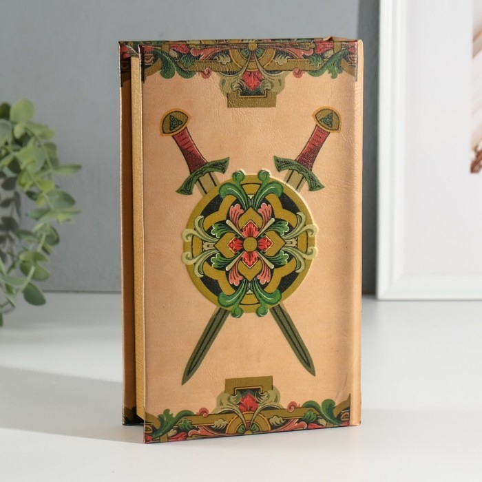 Сейф-книга дерево кожзам  Сейф-книга дерево кожзам "Русские богатыри" 3D тиснение 21х13х5 см