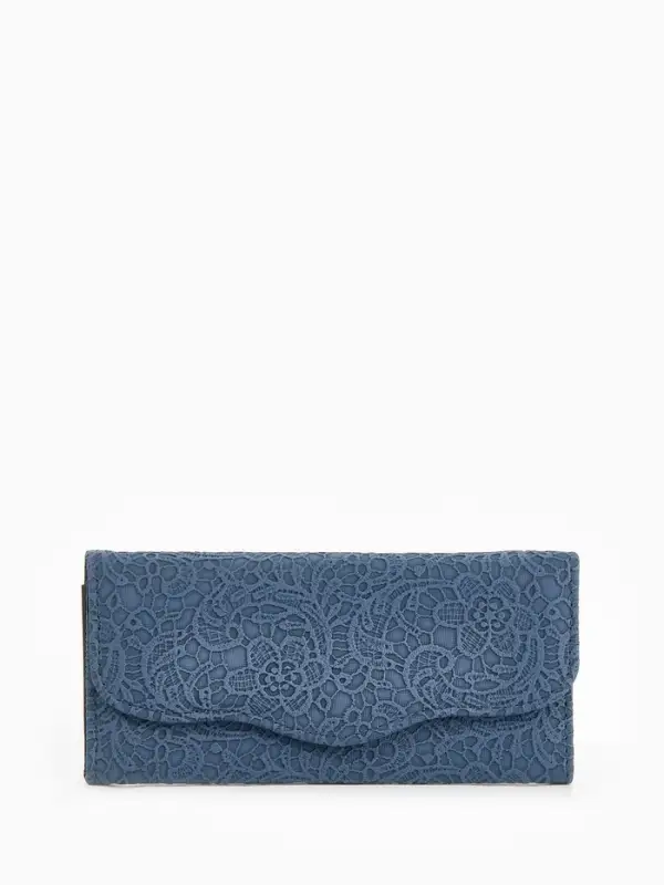 Кошелёк женский на магните, 19.5&times;2.5&times;9 см, с цветочным узором, тёмно-синий