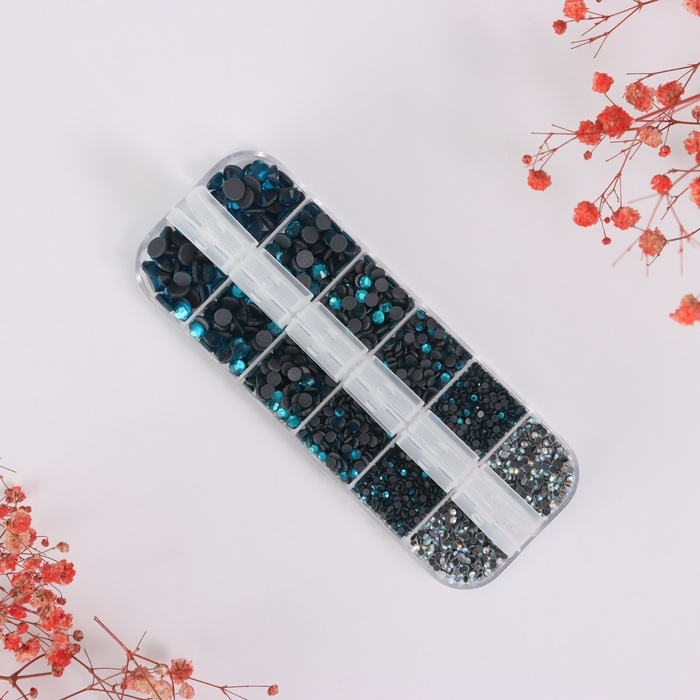 Декор для творчества стекло Декор для творчества стекло "Стразы усечённый конус. Синее море" d=2-6,5 мм н-р 2600 шт