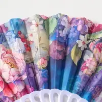 Веер складной &laquo;Пышные пионы и гортензии&raquo;, 22.5 см