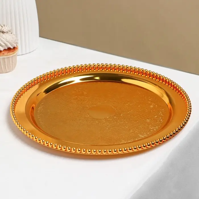 Поднос сервировочный «Роскошь», d=31,5 см, цвет золотой Поднос сервировочный «Роскошь», d=31,5 см, цвет золотой