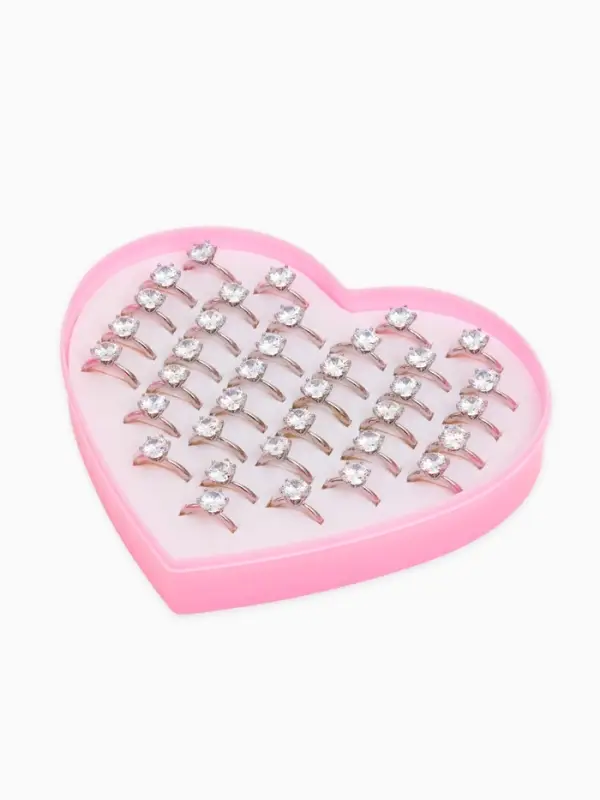 Кольца набор 36 шт. &laquo;Выбражулька. Бриллиант, как у мамы&raquo;, безразмерное, белое в серебре