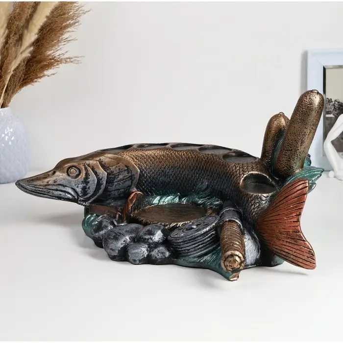 Подставка под бутылку "Рыба Щука" 46х26х22см, цветная