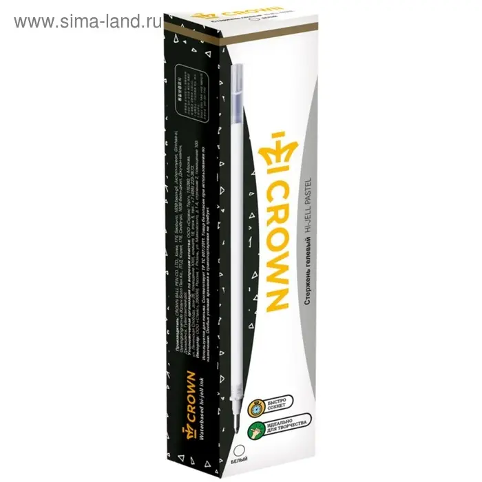 Стержень гелевый Crown «Hi-Jell Pastel», 0.8 мм, длина 138 мм, чернила белые Стержень гелевый Crown «Hi-Jell Pastel», 0.8 мм, длина 138 мм, чернила белые