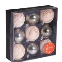 Ёлочные игрушки &laquo;Морозная росшивь&raquo;, шары новогодние, d=5.5 см, набор 9 шт., штрихи, МИКС