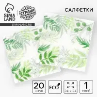 Салфетки бумажные &laquo;Узоры природы&raquo;, 24&times;24 см, 20 шт.