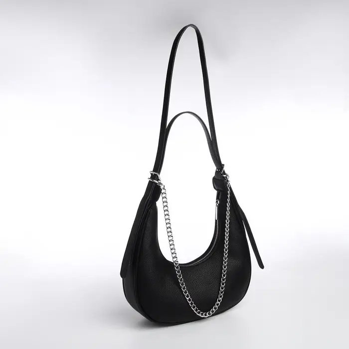 Сумка женская багет TEXTURA на молнии, 28&times;7&times;26 см, чёрная