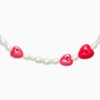 Бусы жемчуг &laquo;Сердце&raquo; керамика, цвет красно-белый, L=40см