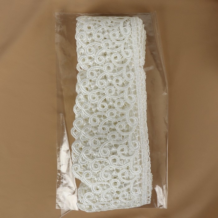 Кружево гипюровое, 78 мм × 11 ± 1 м, цвет айвори Кружево гипюровое, 78 мм × 11 ± 1 м, цвет айвори